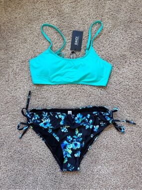 DACI Teal Floral Two-Piece Bikini Set